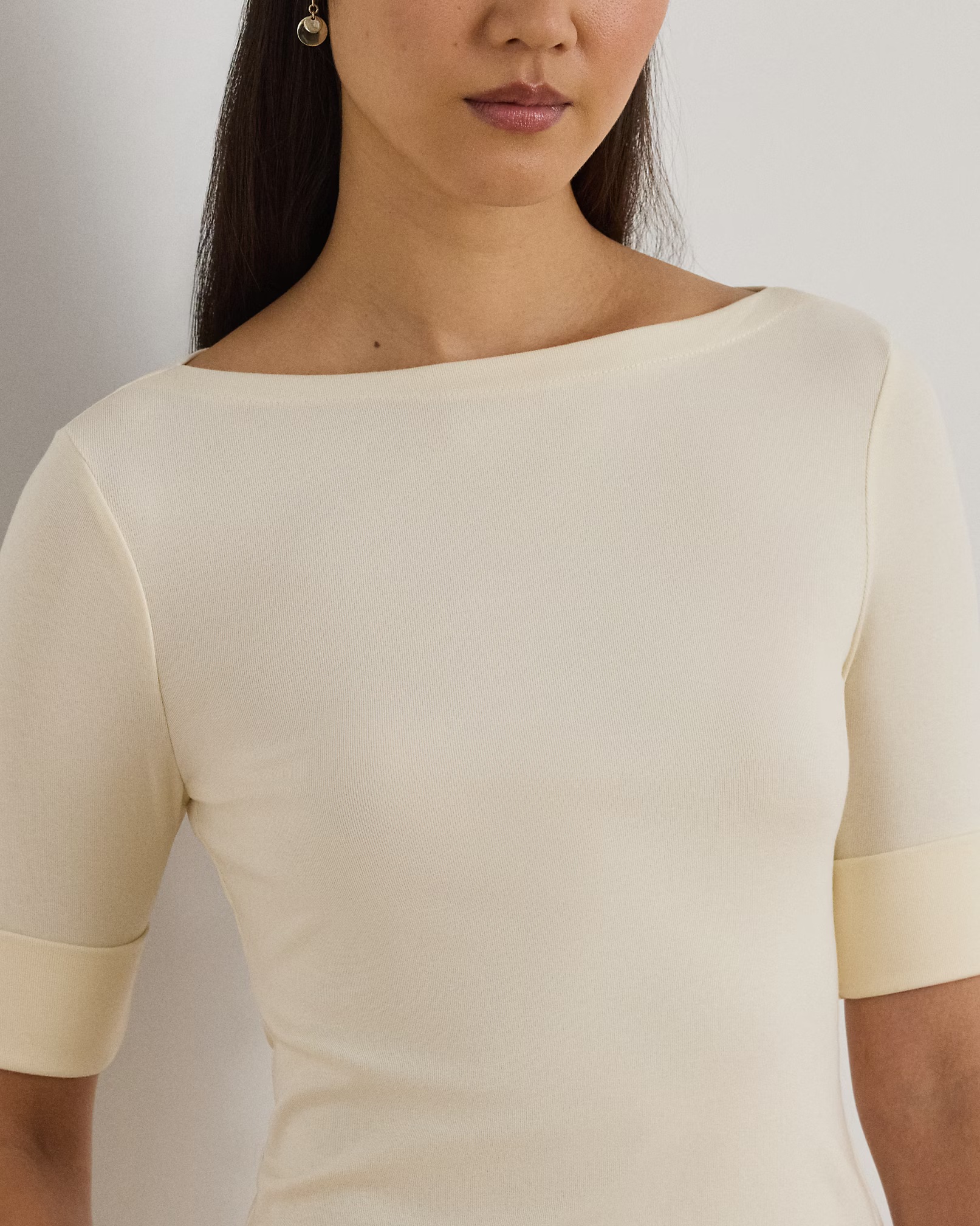 LAUREN RALPH LAUREN - Stretch Cotton Boatneck Tee
