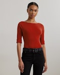 Stretch Cotton Boatneck Tee
