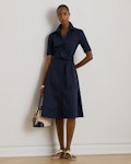 Belted Cotton-Blend Shirtdress