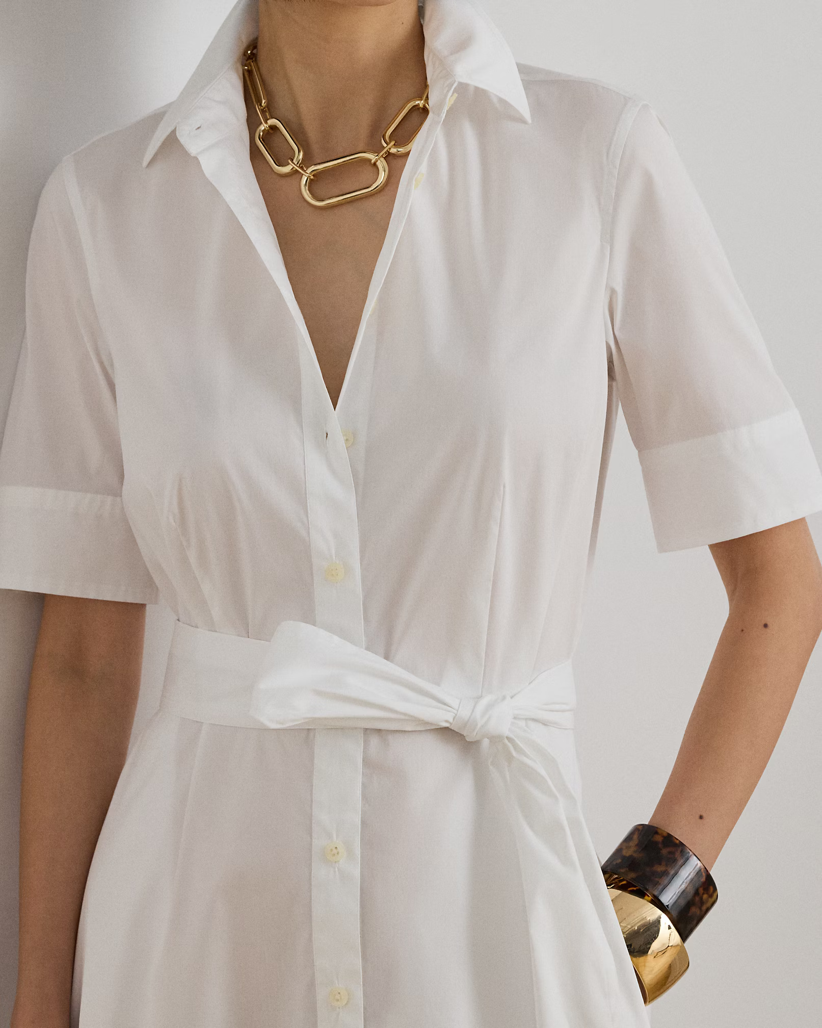 LAUREN RALPH LAUREN - Belted Cotton-Blend Shirtdress