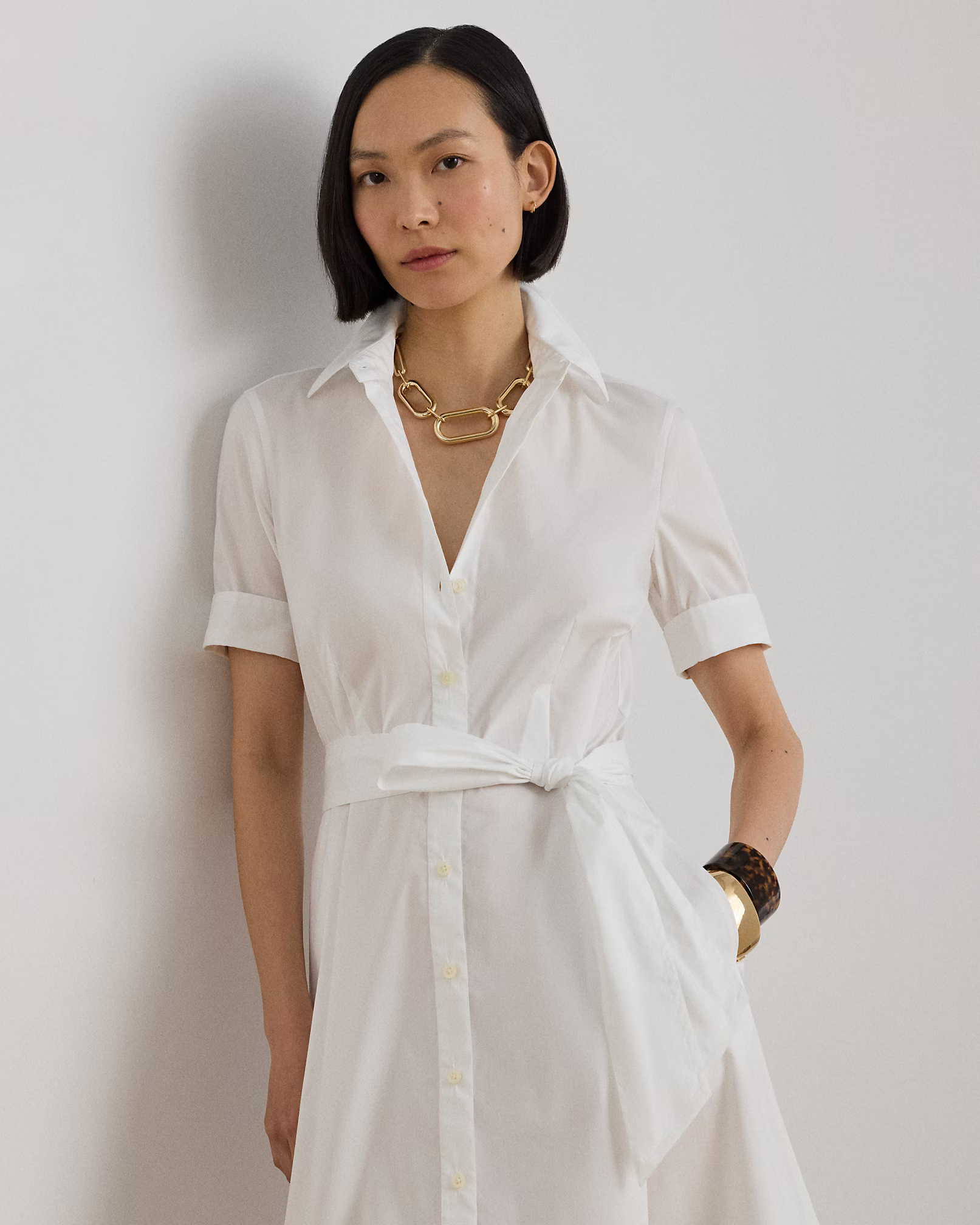 LAUREN RALPH LAUREN - Belted Cotton-Blend Shirtdress