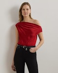 Satin Charmeuse Off-the-Shoulder Blouse