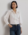 Eyelet Cotton Broadcloth Shirt