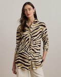 Relaxed Fit Zebra-Print Linen Shirt