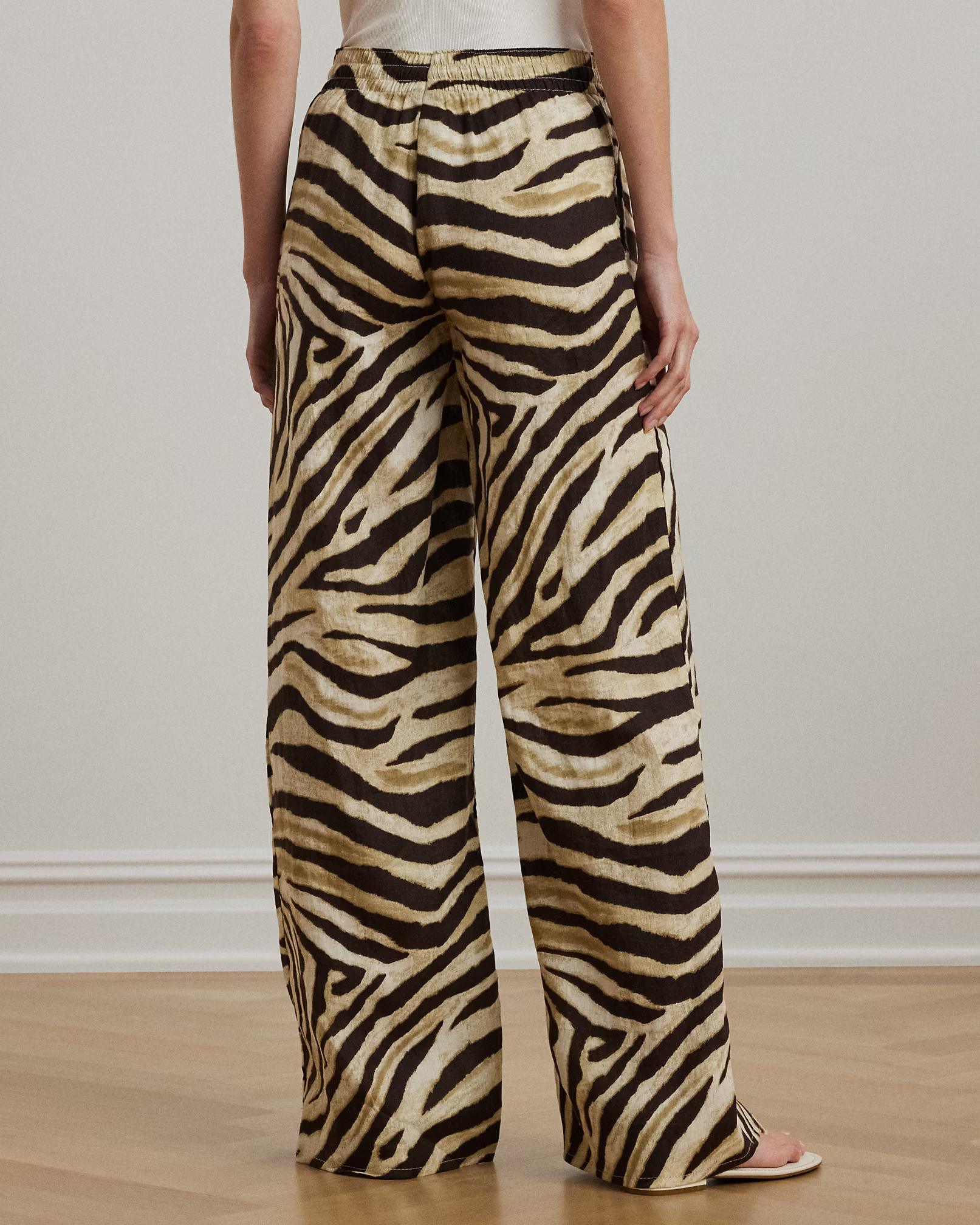 LAUREN RALPH LAUREN - Zebra-Print Linen Wide-Leg Trouser