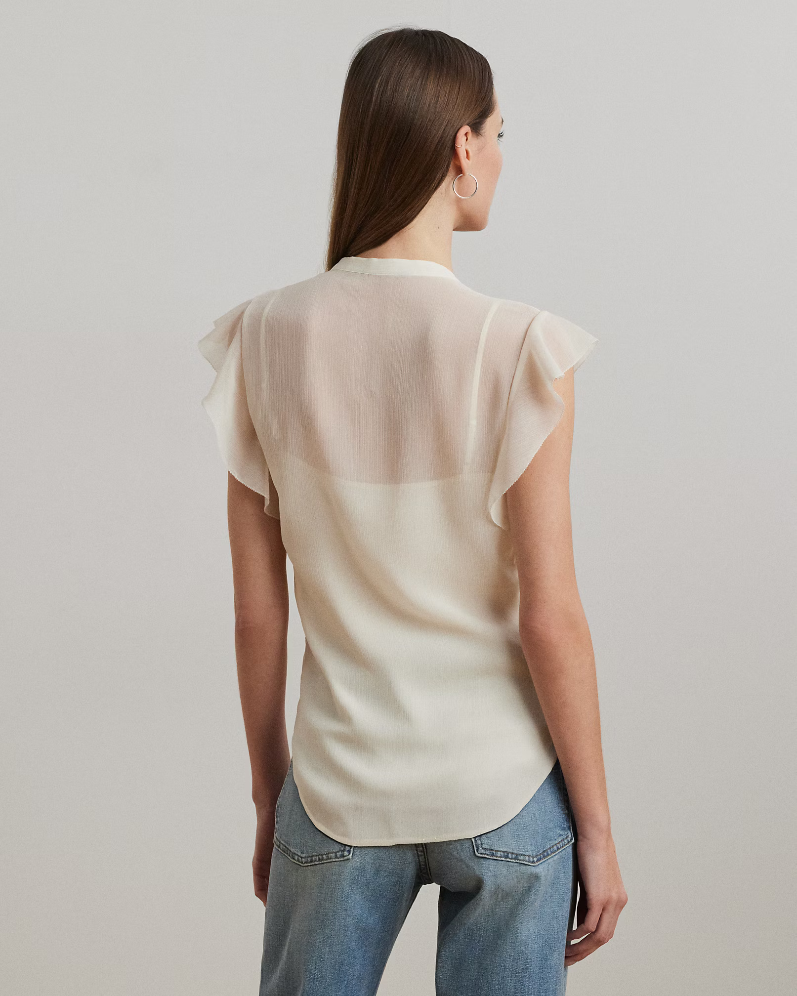 LAUREN RALPH LAUREN - Pintucked Georgette Tie-Neck Blouse