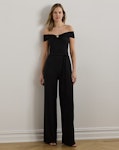 Belted Jersey Off-the-Shoulder Jumpsuit