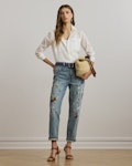 Print Boyfriend Tapered Ankle Jean