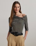 Geo-Print Jersey Off-the-Shoulder Top