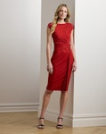 Ring-Trim Jersey Cap-Sleeve Dress