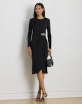 Buckle-Trim Stretch Jersey Dress