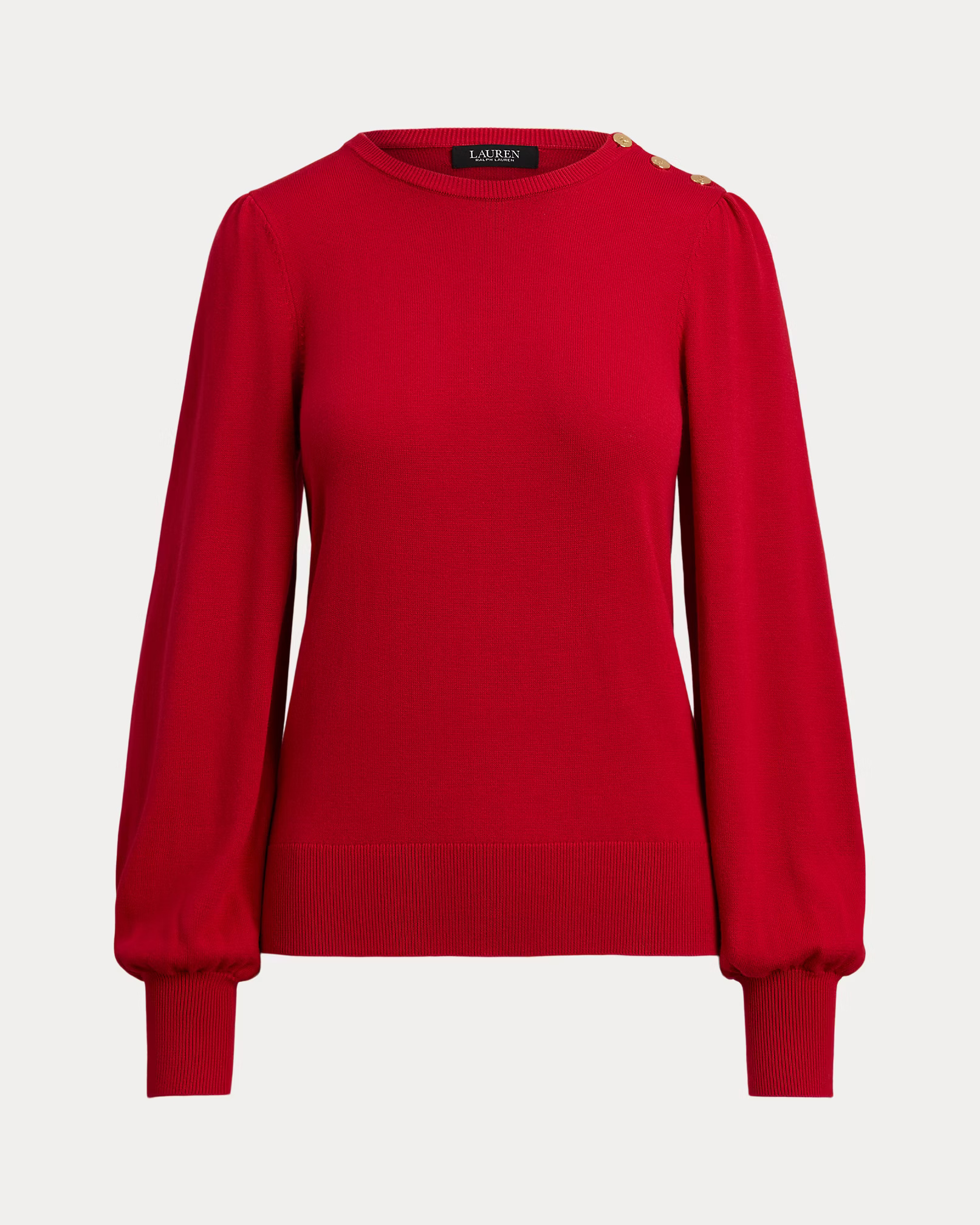 LAUREN RALPH LAUREN - Button-Trim Puff-Sleeve Jumper
