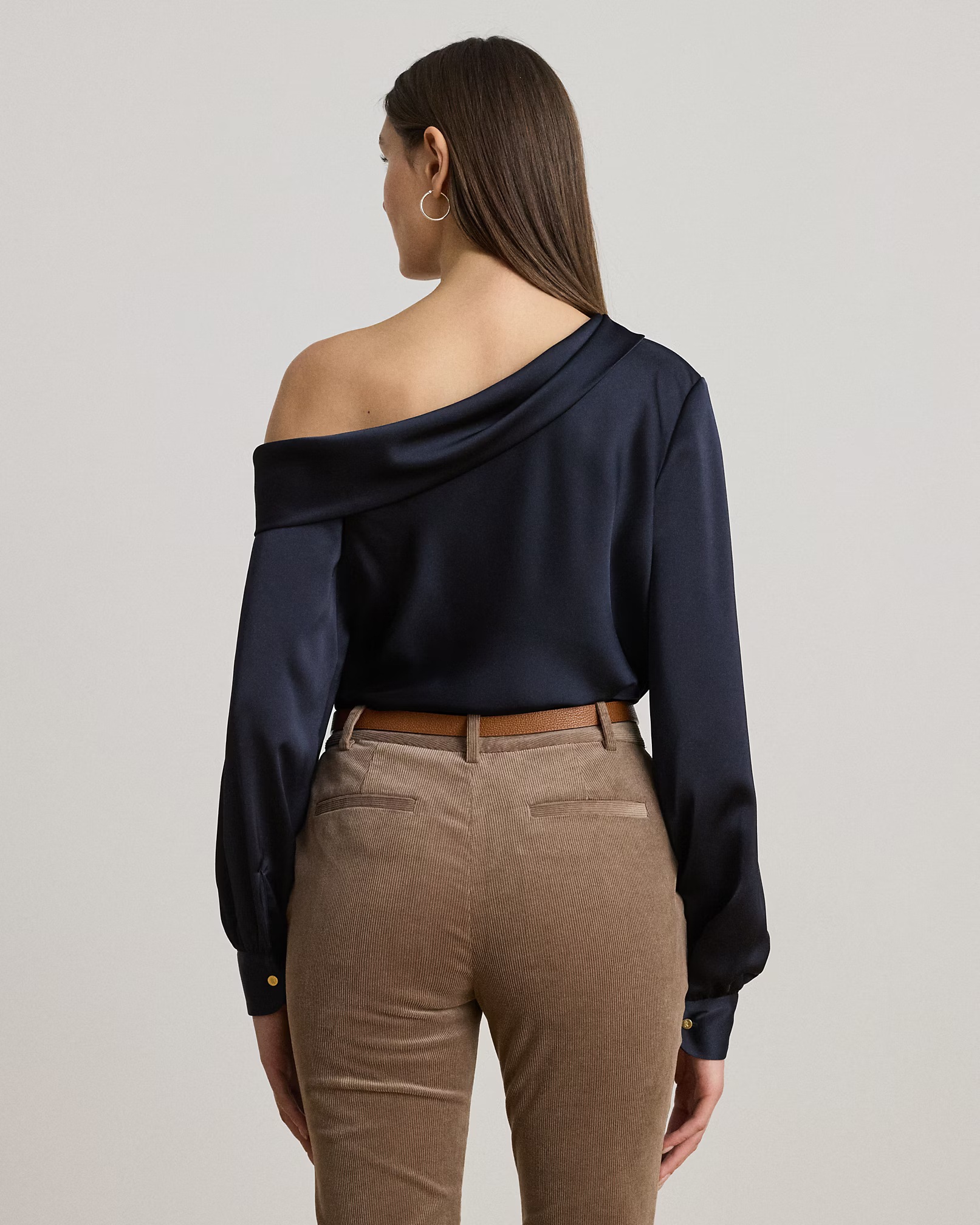 LAUREN RALPH LAUREN - Satin Charmeuse One-Shoulder Blouse