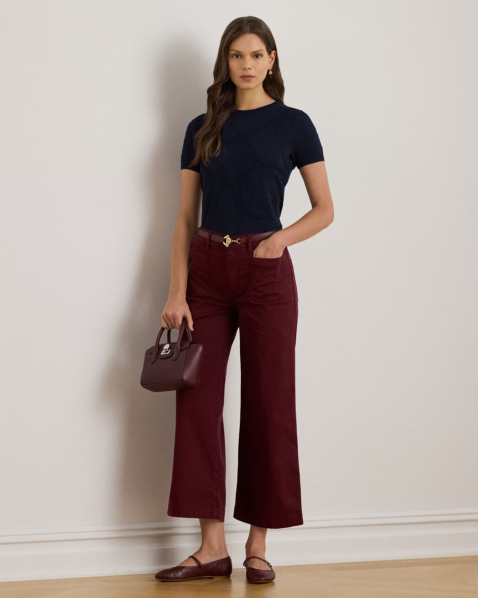 LAUREN RALPH LAUREN - Belting-Motif Short-Sleeve Jumper