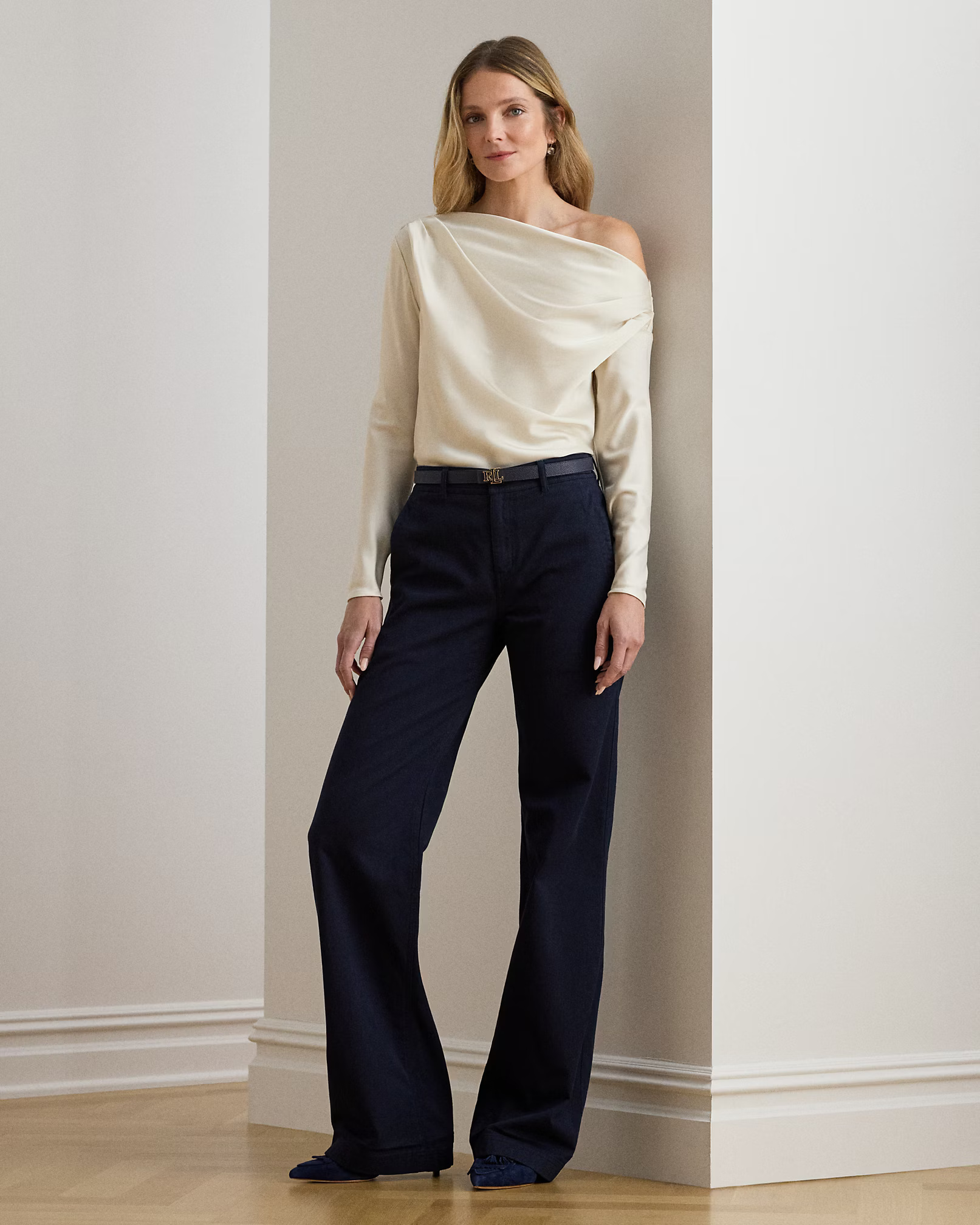 LAUREN RALPH LAUREN - Satin Charmeuse Off-the-Shoulder Blouse