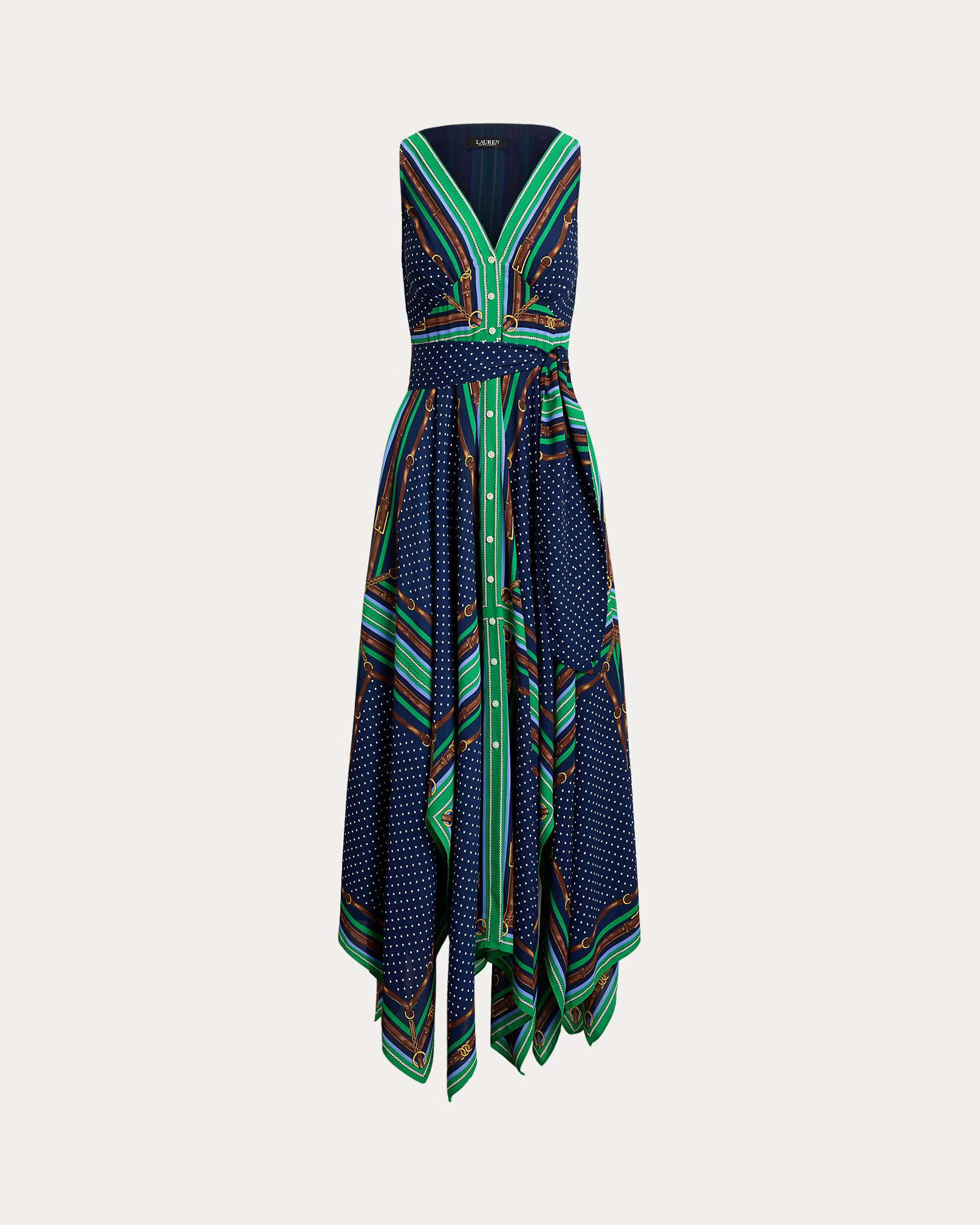 LAUREN RALPH LAUREN - Belting & Polka-Dot Georgette Dress