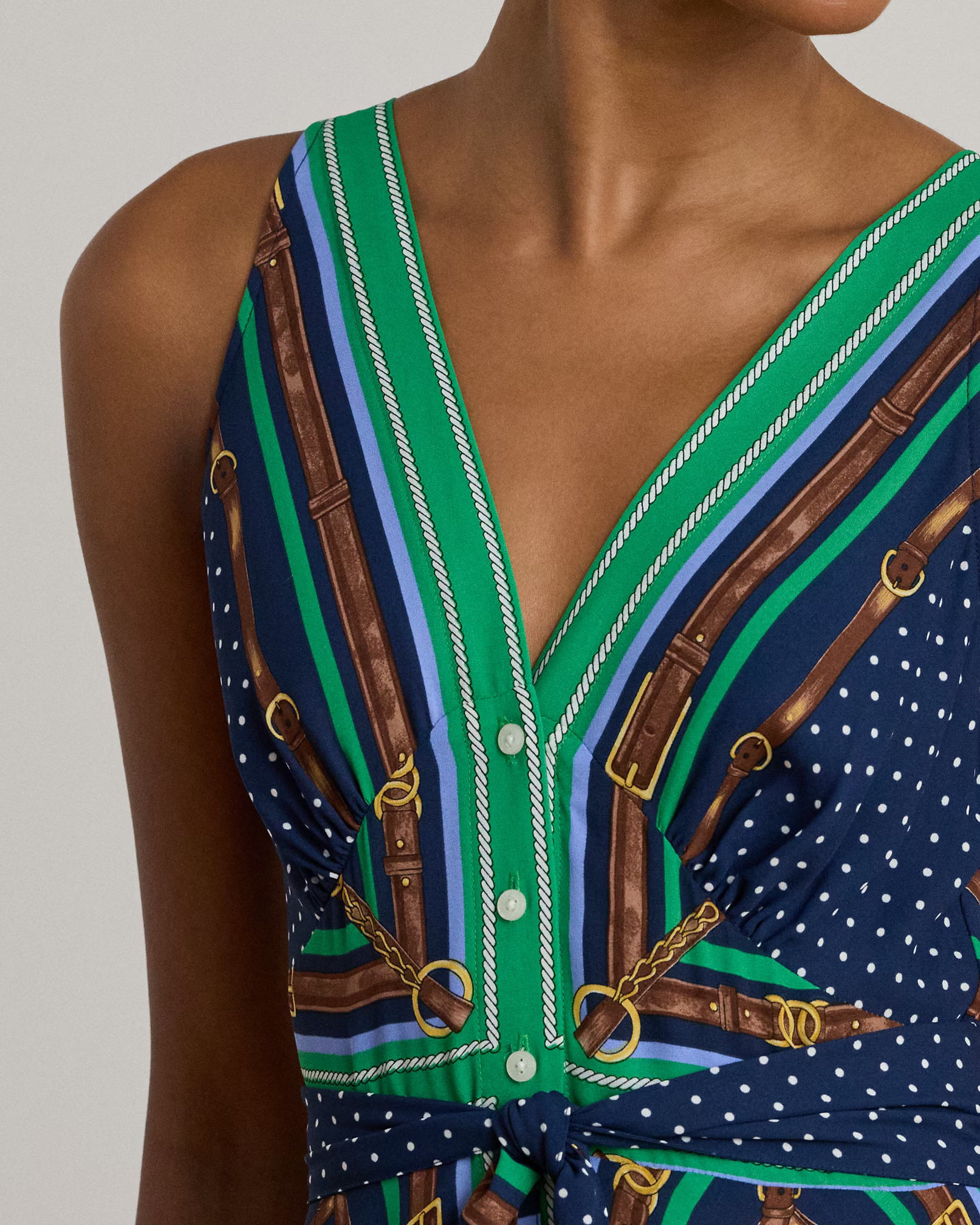 LAUREN RALPH LAUREN - Belting & Polka-Dot Georgette Dress