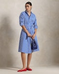Belted Striped Cotton Shirtdress