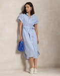 Belted Striped Cotton Shirtdress