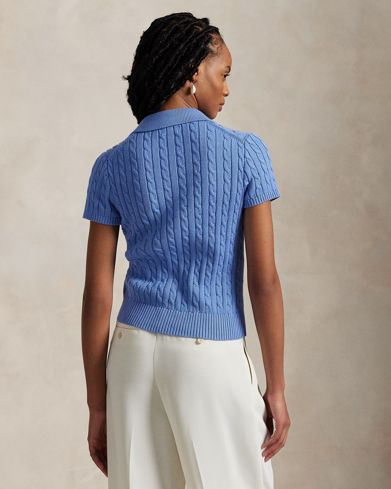 POLO RALPH LAUREN - Cable Cotton Short-Sleeve Polo Cardigan