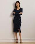 Belted Rib-Knit Dress