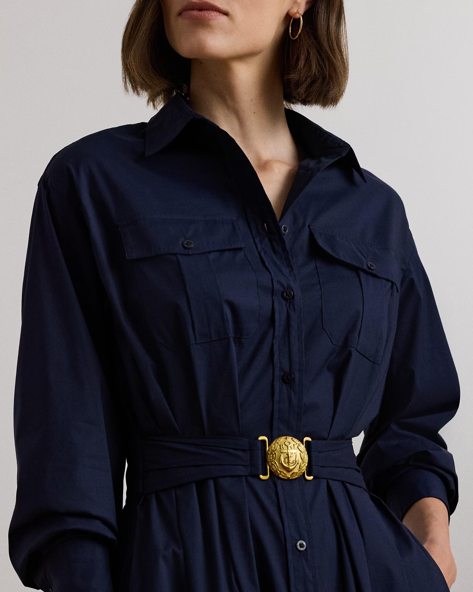 LAUREN RALPH LAUREN - Belted Cotton-Blend Midi Shirtdress