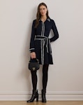 Two-Tone Belted Georgette Shirtdress