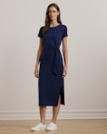 Tie-Front Jersey Short-Sleeve Dress