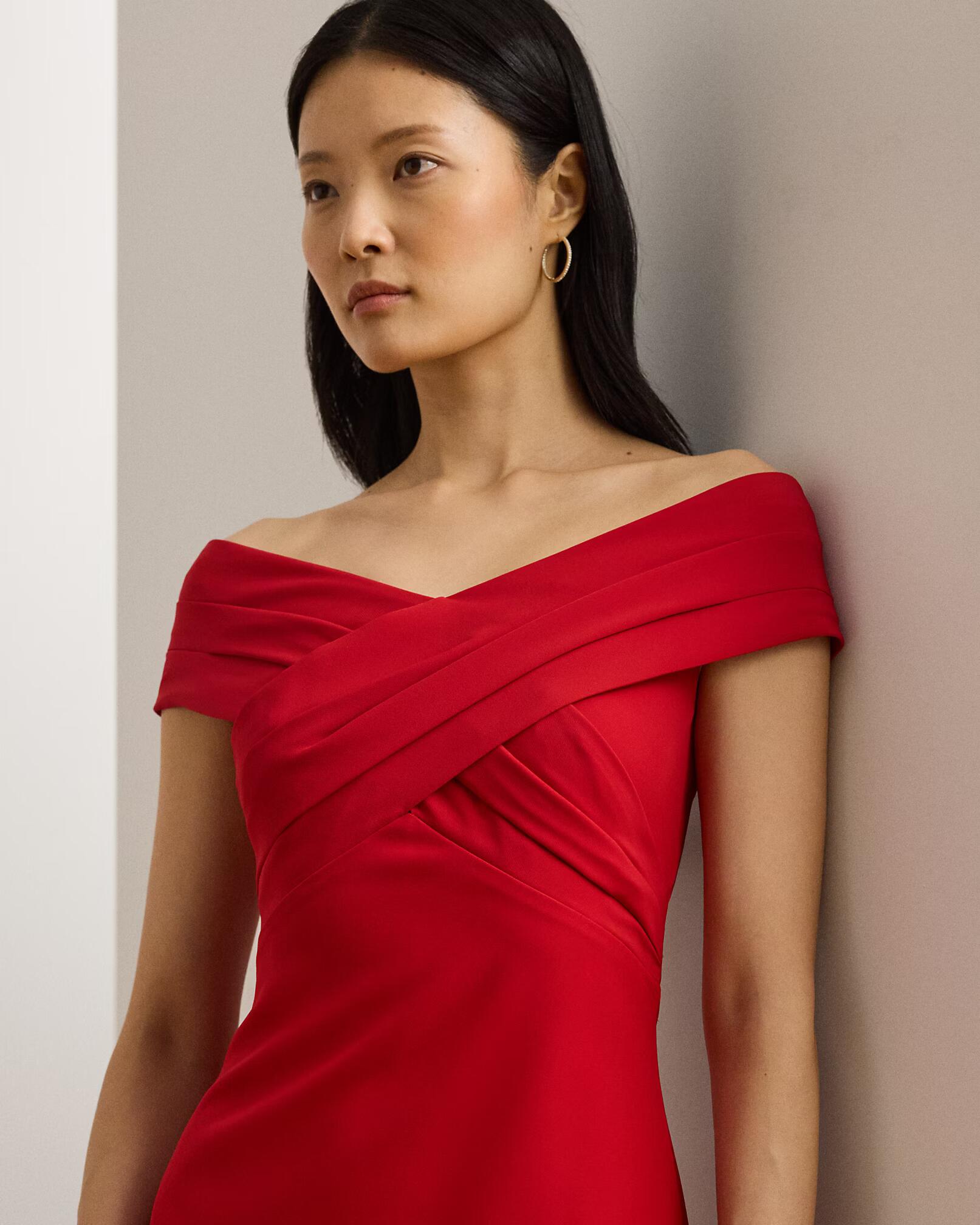 LAUREN RALPH LAUREN - Crepe Off-the-Shoulder Cocktail Dress