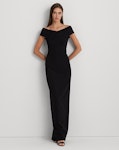 Crepe Off-the-Shoulder Gown