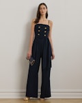 Satin & Crepe Strapless Jumpsuit
