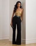 Bow-Back Metallic Twill & Crepe Jumpsuit