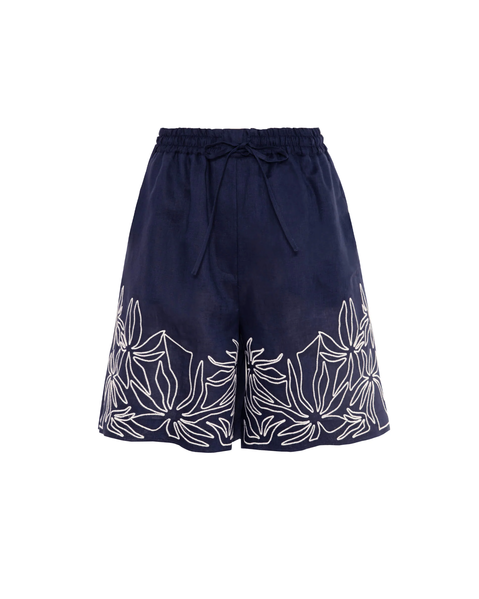 BEATRICE - Linen Shorts With Embroidery