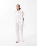 Linen Shirt With Lace At The Hem