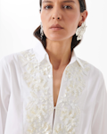 Cotton Shirt With Embroidered Plastron
