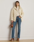 Logo Quilted Funnelneck Puffer Coat