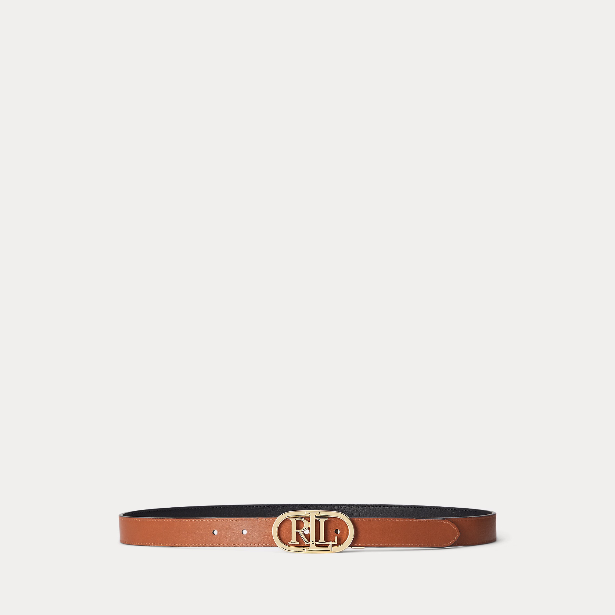 LAUREN RALPH LAUREN - Oval-Logo Reversible Leather Skinny Belt