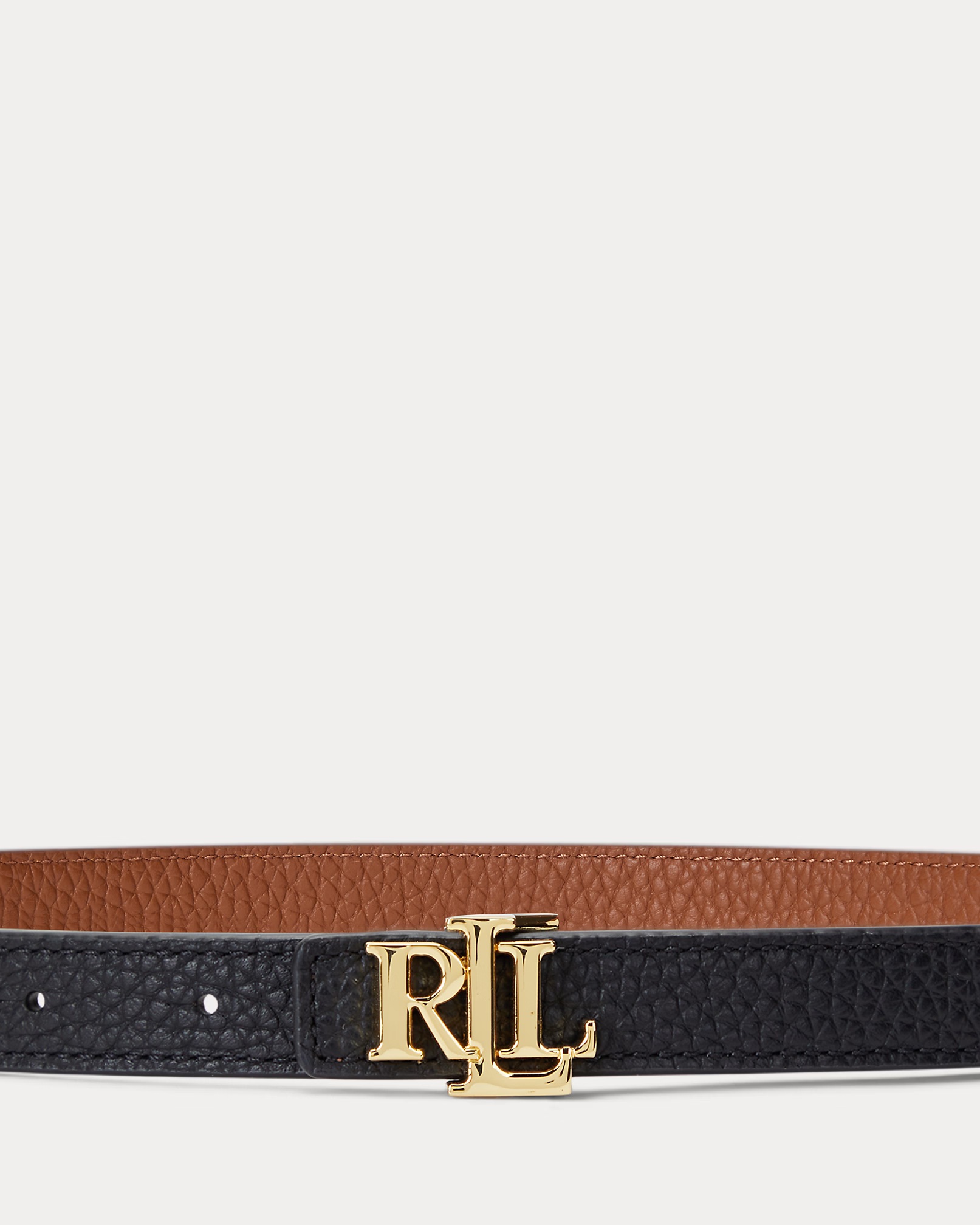 LAUREN RALPH LAUREN - Logo Reversible Leather Skinny Belt
