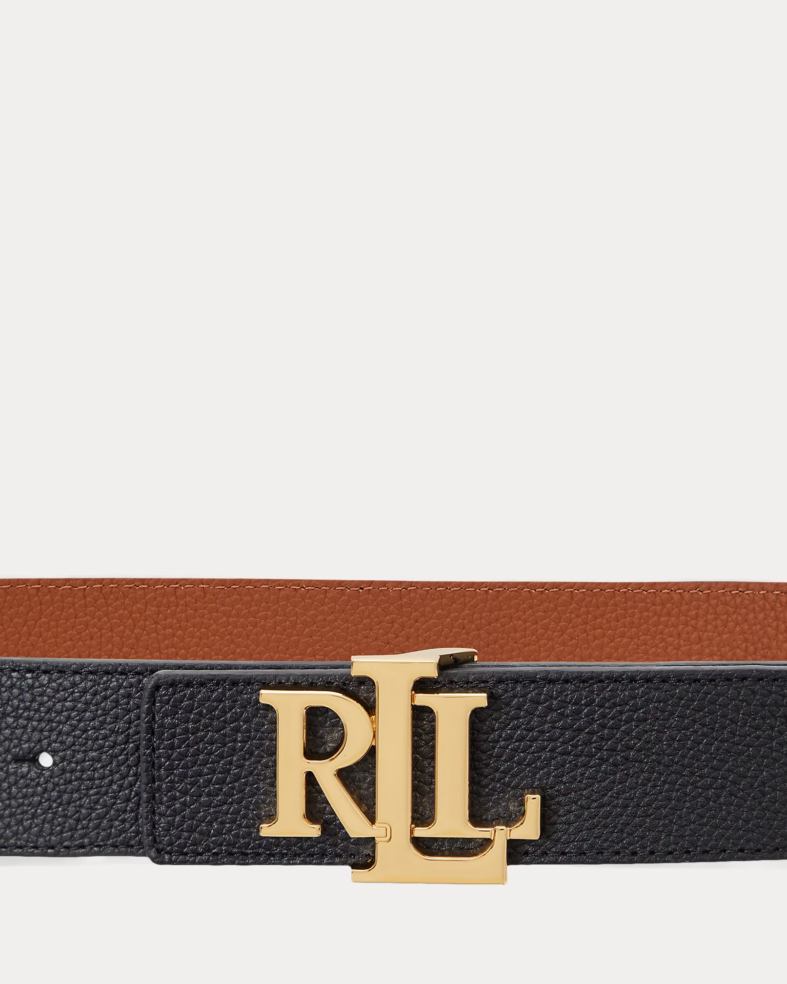 LAUREN RALPH LAUREN - Reversible Pebbled Leather Wide Belt