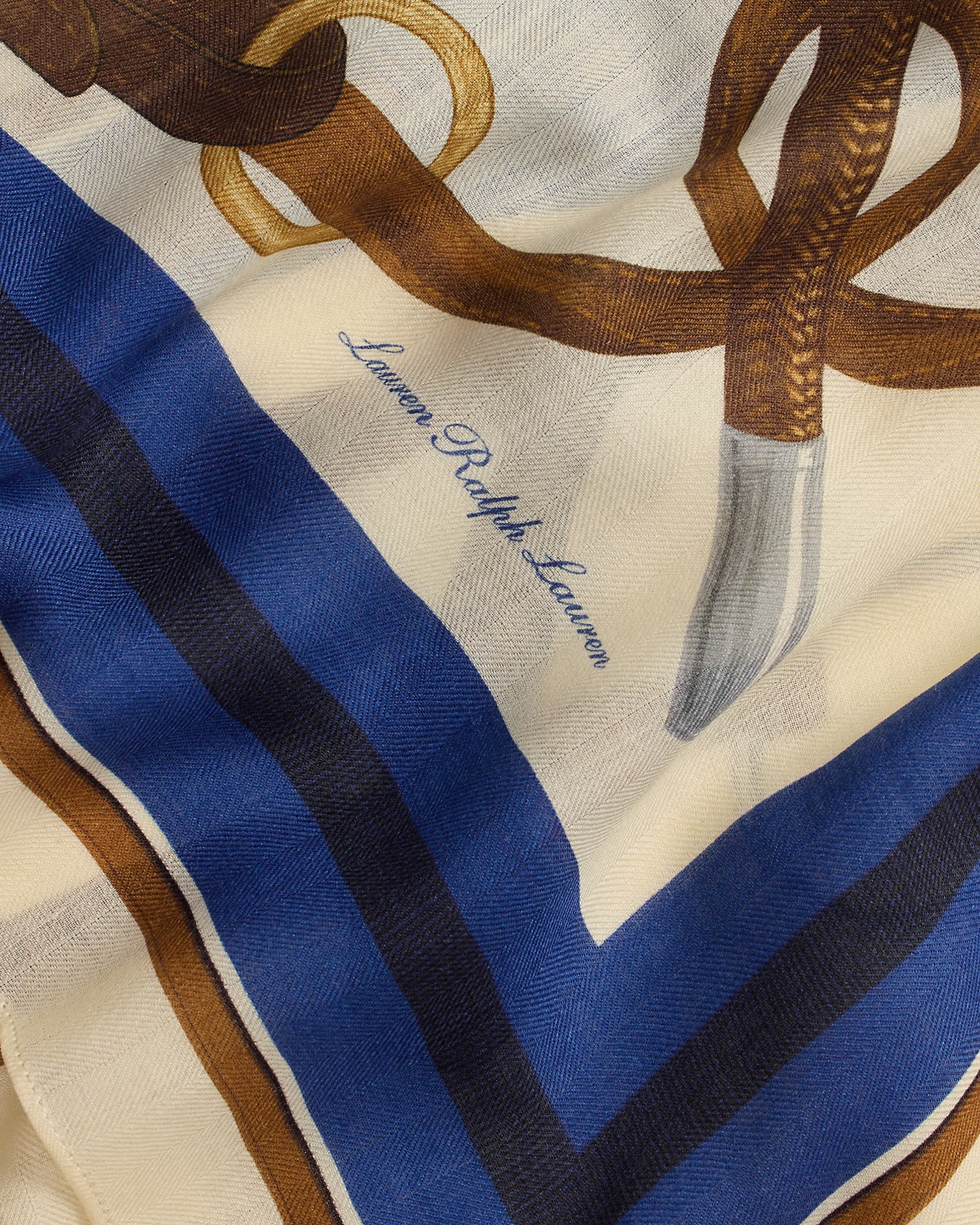 LAUREN RALPH LAUREN - Belting-Print Wool-Silk Square Scarf