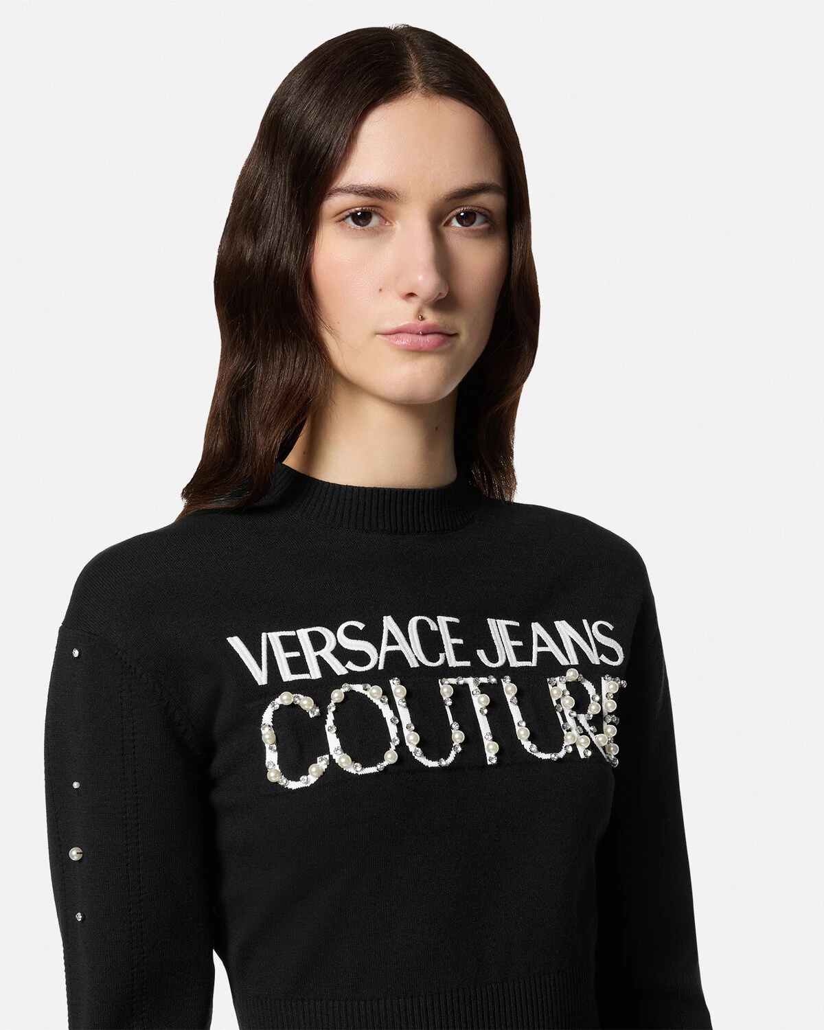 VERSACE - Embellished Logo Sweater