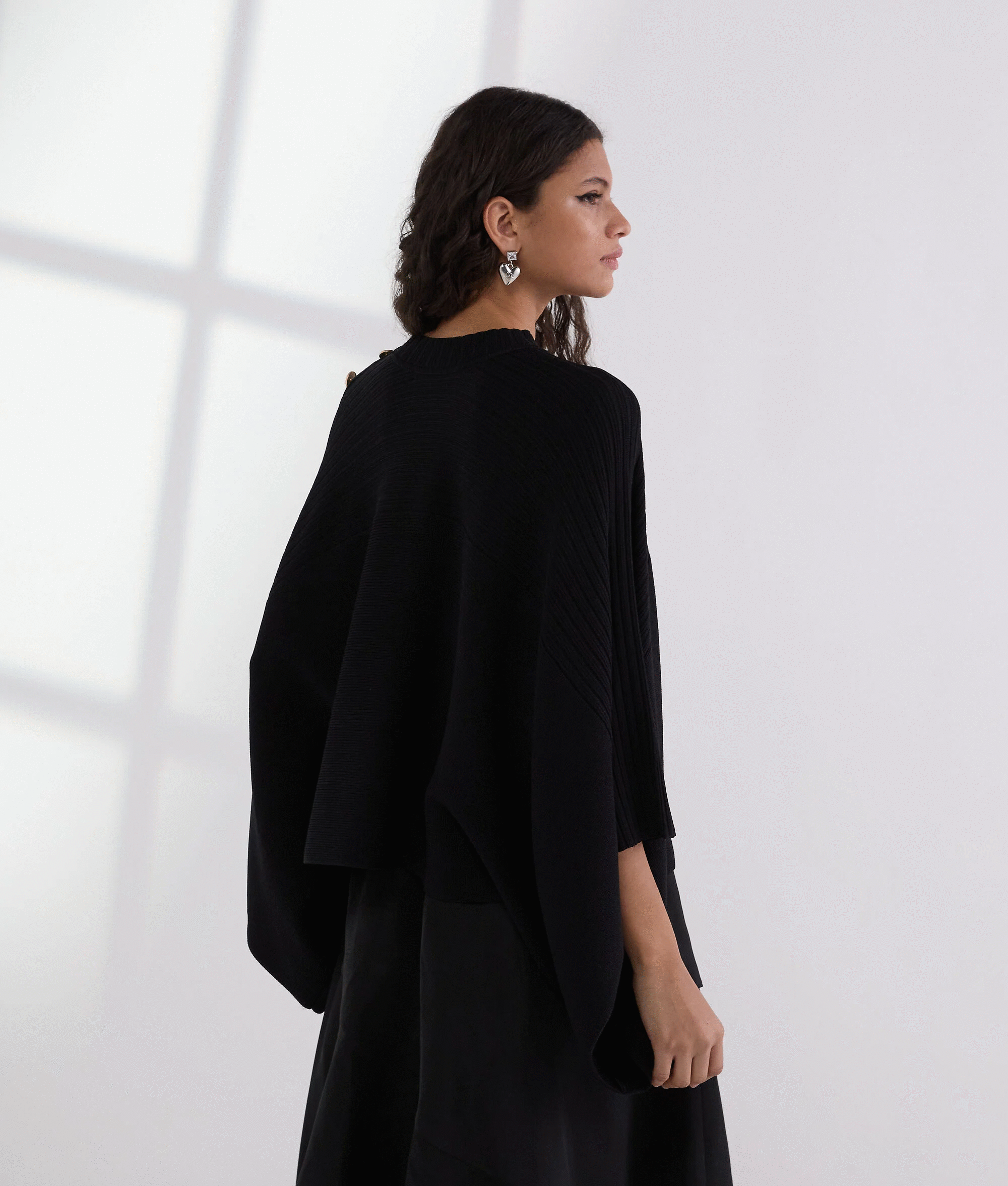 KARL LAGERFELD - Rib Knit Poncho