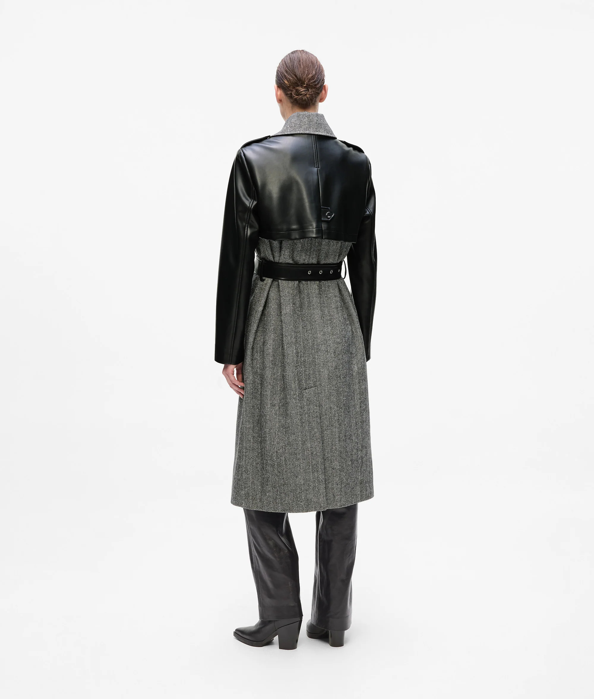 KARL LAGERFELD - Tweed And Faux Leather Coat