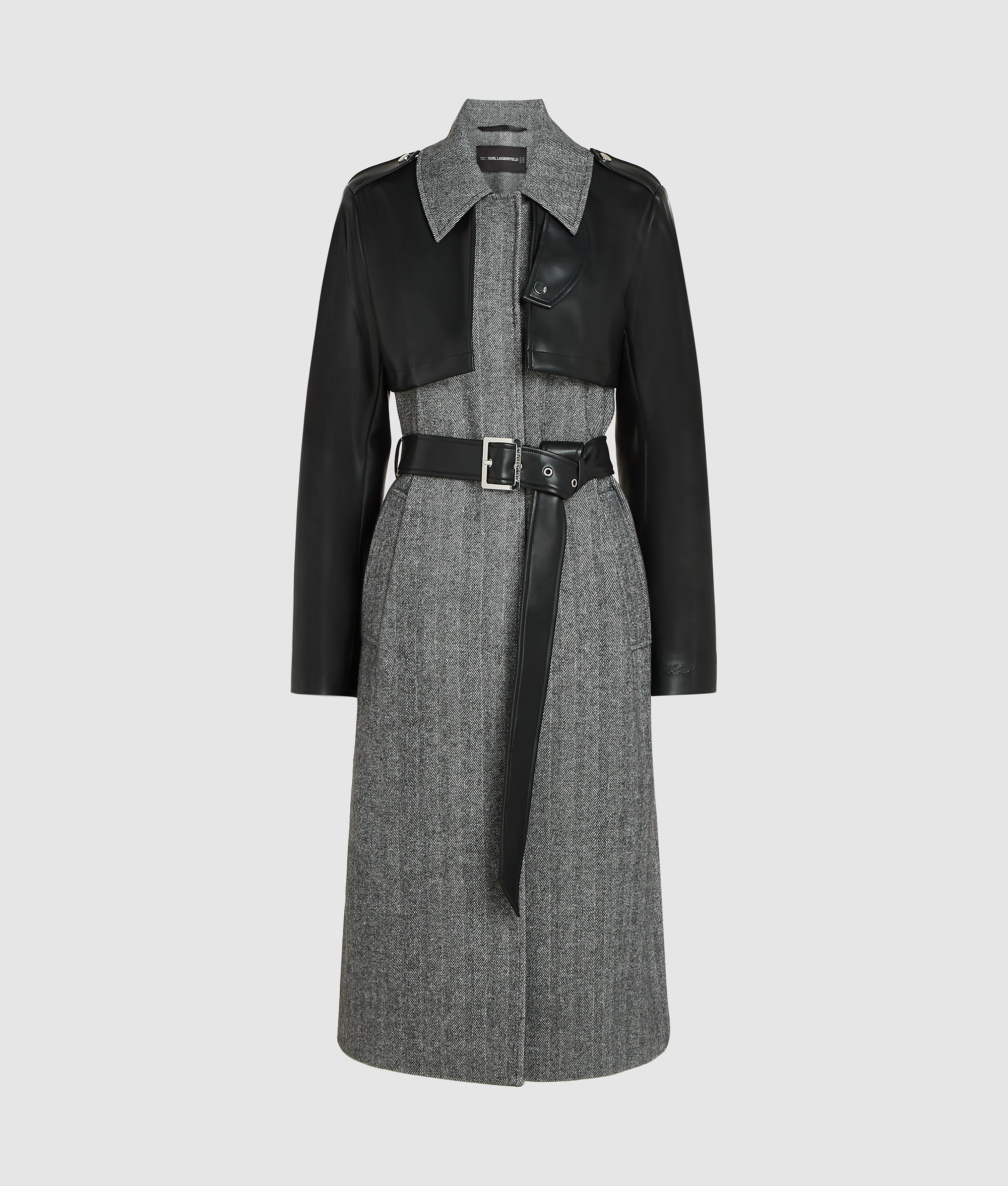 KARL LAGERFELD - Tweed And Faux Leather Coat
