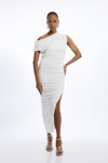 Jersey Crepe Asymmetric Neckline Maxi Dress