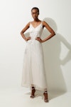Satin Applique Woven Maxi Dress