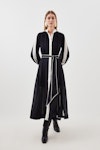Military Mono Belted Woven Midi Dress