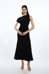 Drapey Crepe Jersey Corset Detail Maxi Dress