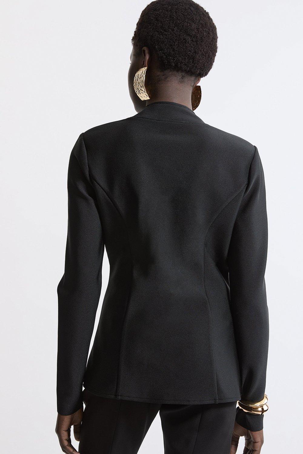 KAREN MILLEN - Figure Form Bandage Knit Side Zip Longline Jacket