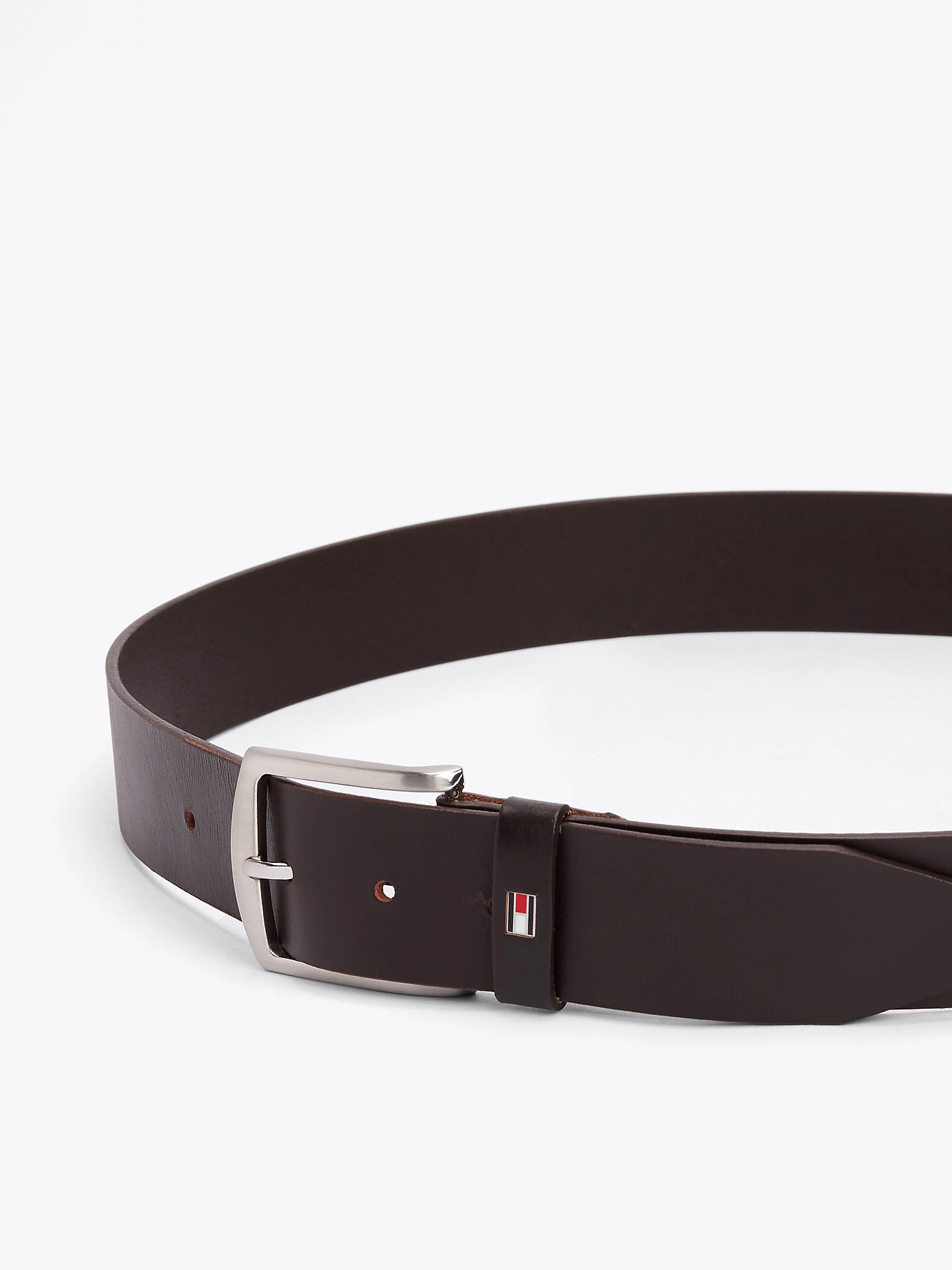 TOMMY HILFIGER - Denton Flag Logo Leather Belt